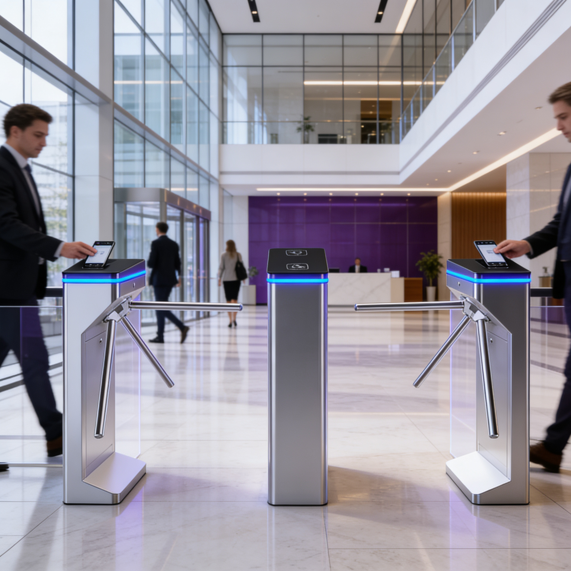 Tripod Turnstile TPN50 เครื่องกั้นสามขา เชื่อมต่อระบบลงเวลาพนักงาน อาคารสำนักงาน (Office Building)