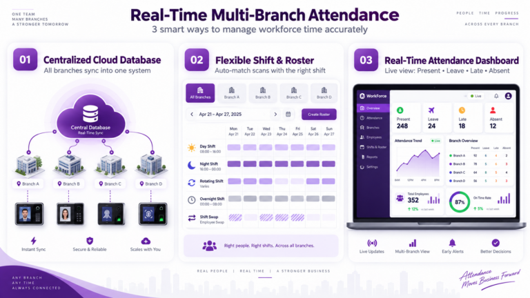 Real-time multi branch attendance